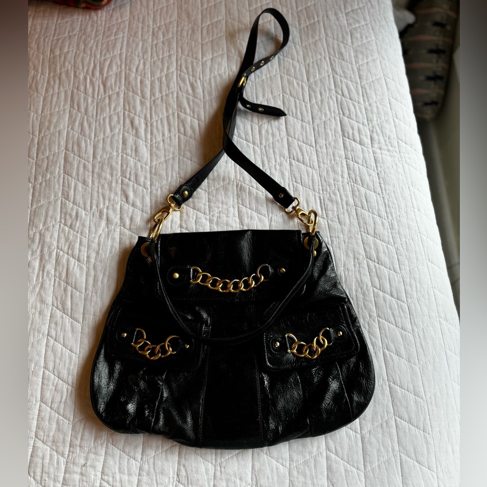 Cynthia Rowley Patent Leather Gold Accent Satchel Bag
